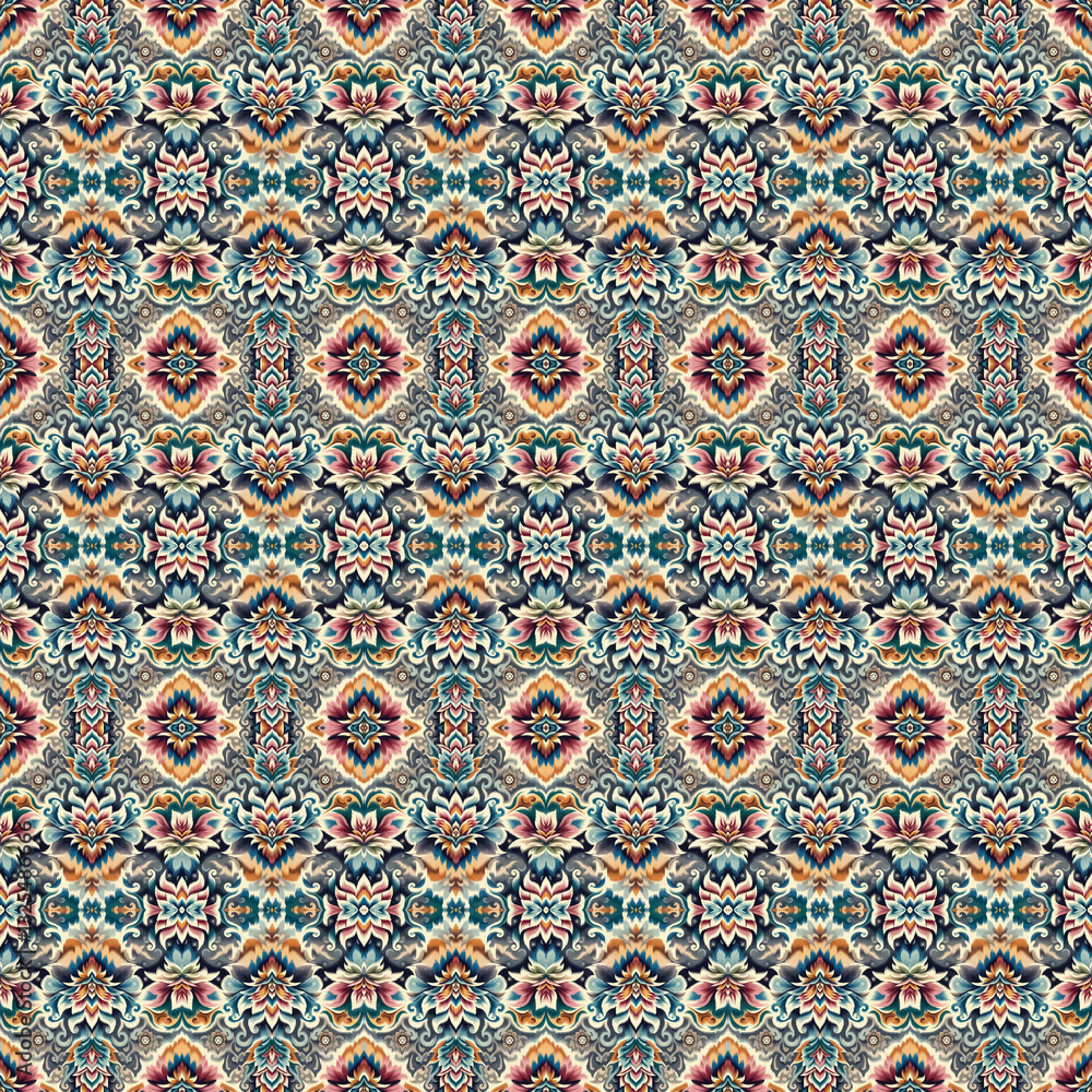 AI Generative Seamless IKAT Pattern | Textile Design Prints Patterns | Fashion Fabric Prints & Patterns | Ethnic Boho Motif | Decorative Abstract Background AI Generative Seamless IKAT Pattern | Textile Design Prints Patterns | Fashion Fabric Prints & Patterns | Ethnic Boho Motif | Decorative Abstract Background