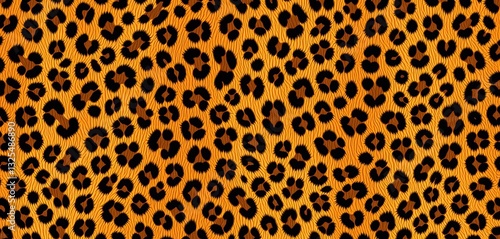 Seamless leopard print textile; textured fur effect, abstract safari background, texture, art