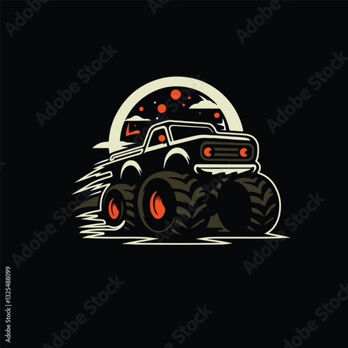 Monster car cartoon vector logo illustration eps 10