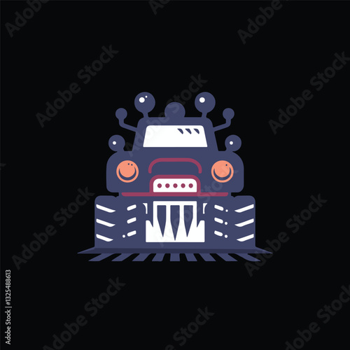 Monster car cartoon vector logo illustration eps 10