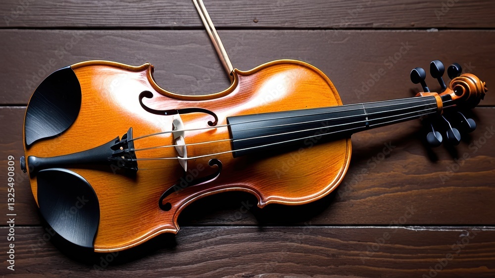 a beautifully crafted violin resting elegantly on a wooden surface a beautifully crafted violin resting elegantly on a wooden surface