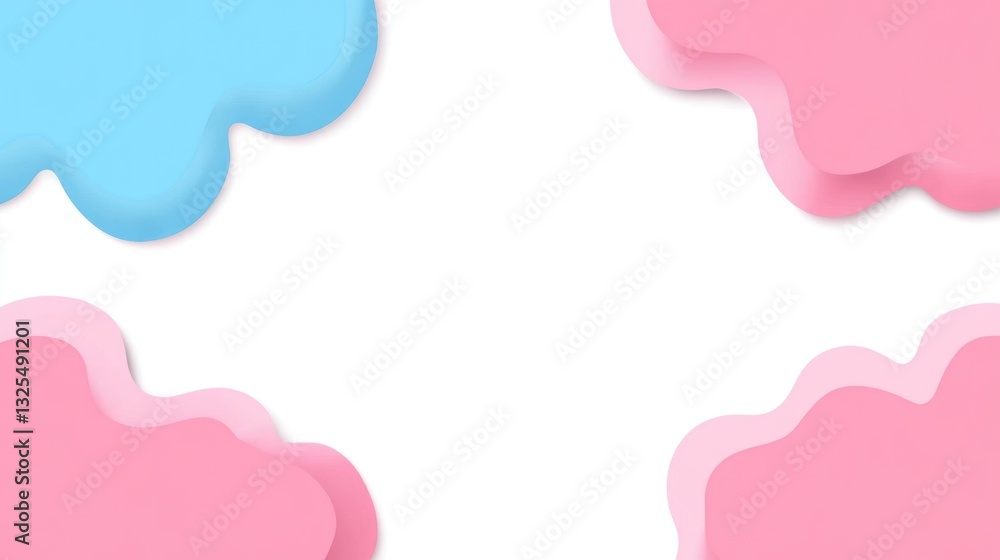 Pastel Pink Blue Cloudscape Abstract Papercut Design Pastel Pink Blue Cloudscape Abstract Papercut Design