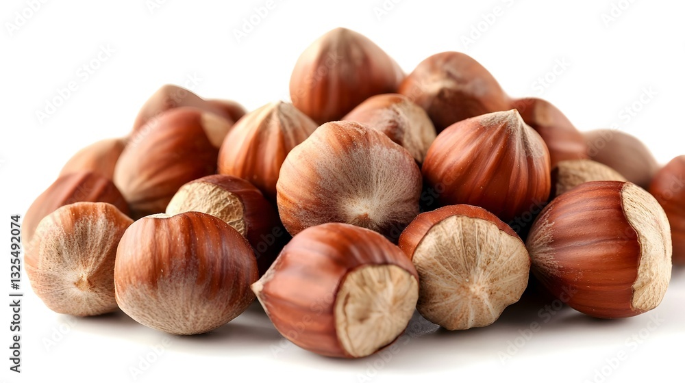Hazelnuts in shells on white background cut out Hazelnuts in shells on white background cut out