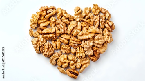 Heap of walnut be arrange in heart shape