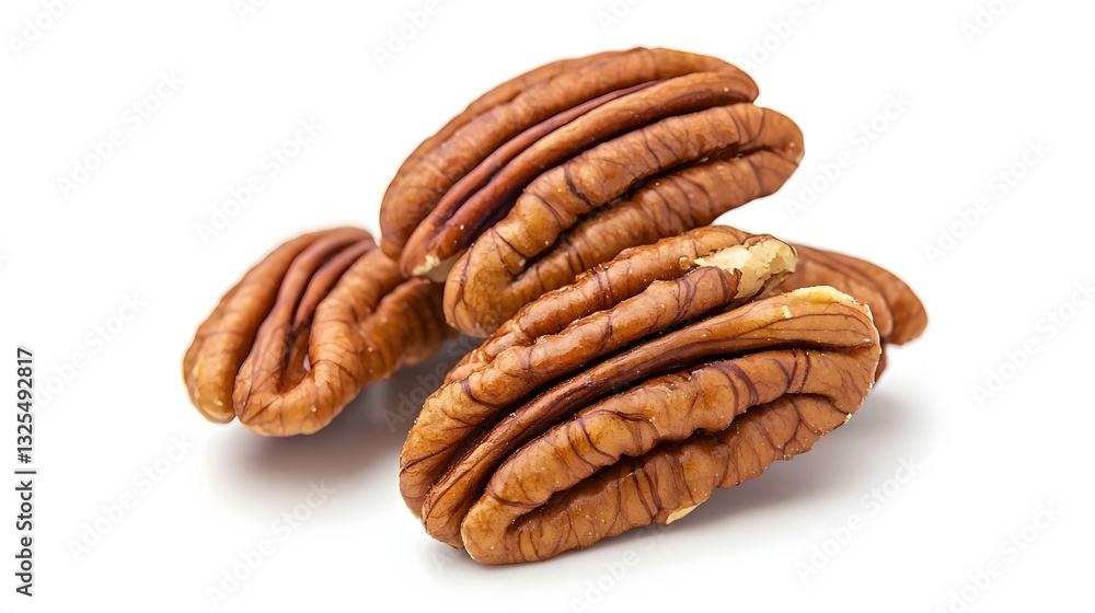 One pecan nut isolated on white background One pecan nut isolated on white background