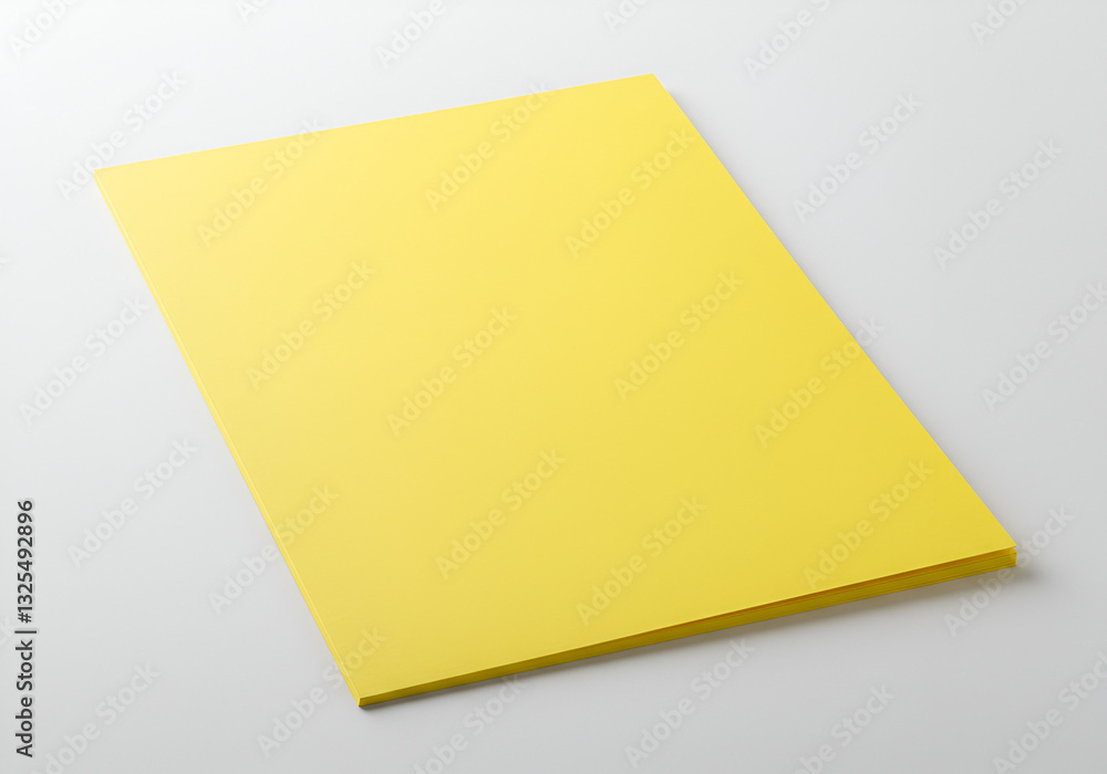 Empty Blank vibrant yellow sheet of paper lies gracefully on a pristine white background, exuding simplicity and elegance,contrast, visual, eye-catching, monochrome Empty Blank vibrant yellow sheet of paper lies gracefully on a pristine white background, exuding simplicity and elegance,contrast, visual, eye-catching, monochrome