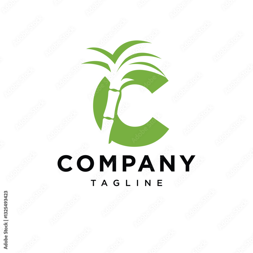 Obraz premium Letter C Sugarcane Logo Icon Vector