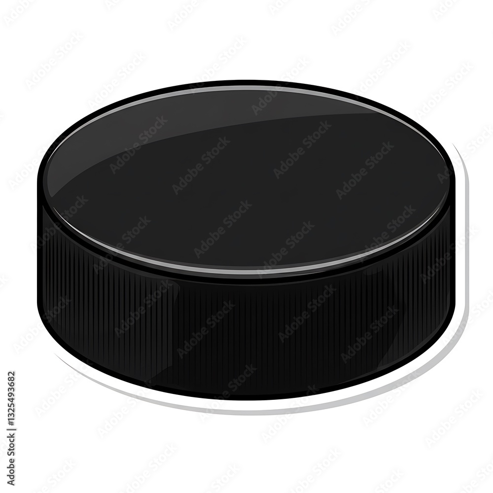 Isolated Black Hockey Puck Graphic on White Background for Sporting Use Isolated Black Hockey Puck Graphic on White Background for Sporting Use