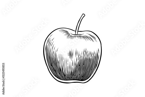 carved style apple line art