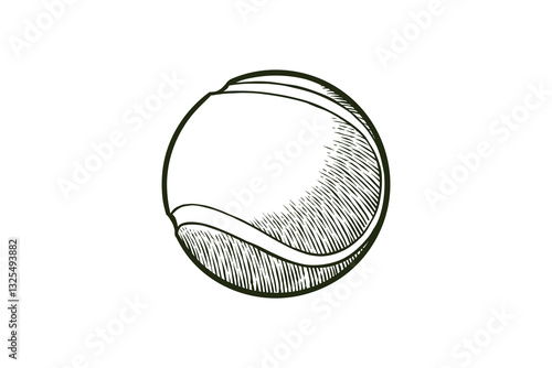 tennis ball lineart illustration in engraving style