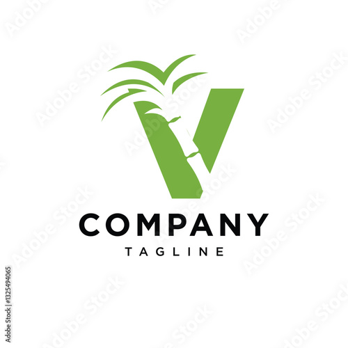 Letter V Sugarcane Logo Icon Vector