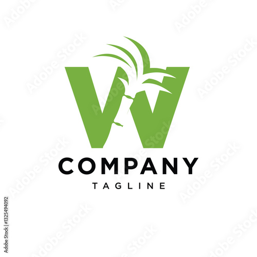 Letter W Sugarcane Logo Icon Vector
