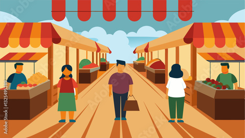 The vendors voices seemed to echo through the empty market as there were no more customers to haggle with.. Vector illustration