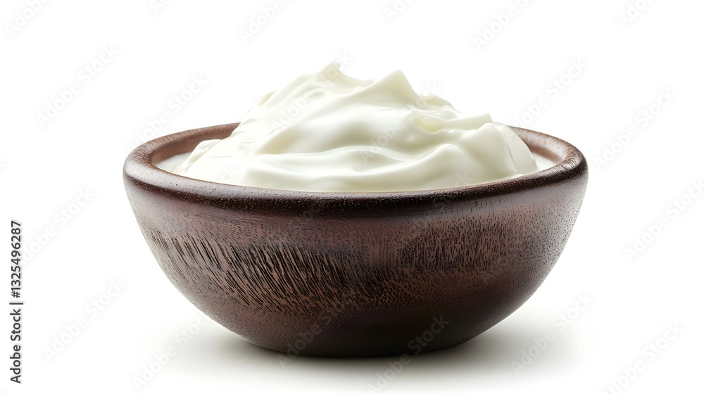 Bowl of sour cream or Greek yogurt isolated Bowl of sour cream or Greek yogurt isolated