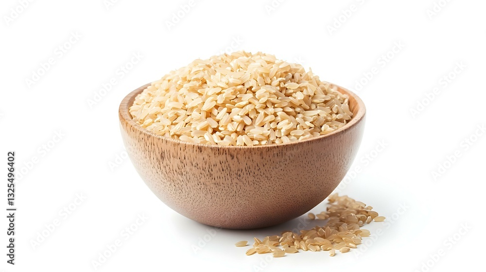 Brown Rice Flakes in a bowl on a white Brown Rice Flakes in a bowl on a white
