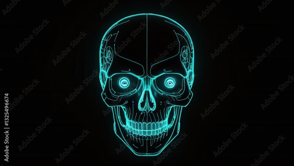 an electrifying fusion of technology and mortality captured in a glowing skull design an electrifying fusion of technology and mortality captured in a glowing skull design