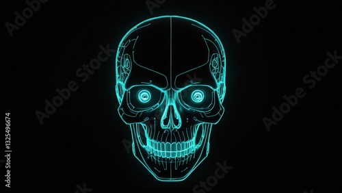  an electrifying fusion of technology and mortality captured in a glowing skull design