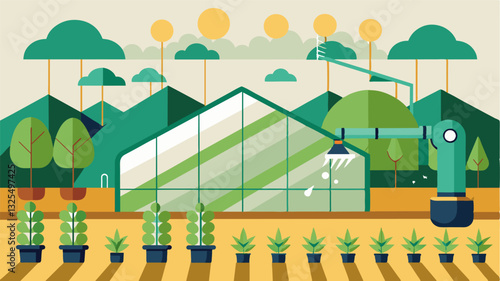 With automated irrigation farmers are able to save time and labor as they no longer have to manually water each plant allowing for increased productivity and efficiency in the. Vector illustration