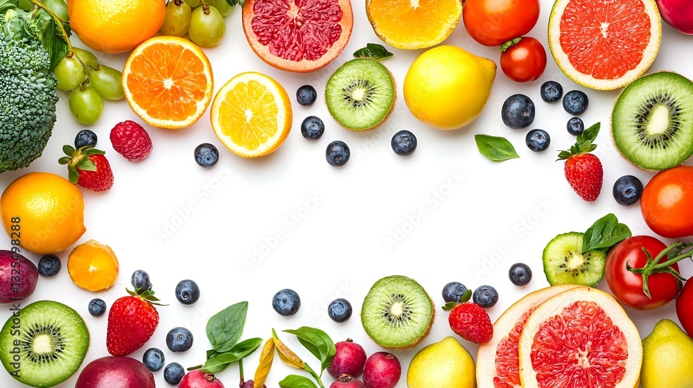 fruit and vegtables on white background fruit and vegtables on white background