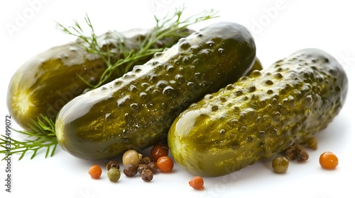 marinated pickled cucumbers isolated on white