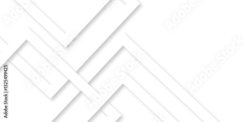 White abstract geometric background with white paper sheets soars as abstract spaces with rectangles, parallel stripes, perspective, shadows in simple strict modern material in triangle and square.	

