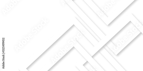 White abstract geometric background with white paper sheets soars as abstract spaces with rectangles, parallel stripes, perspective, shadows in simple strict modern material in triangle and square.	
