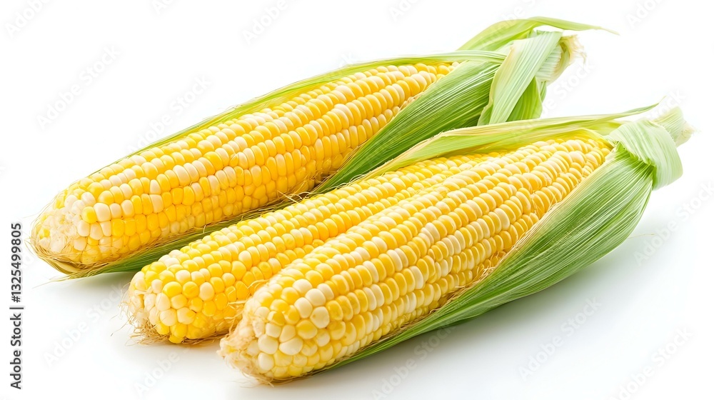 Raw Corn on a White Background Raw Corn on a White Background