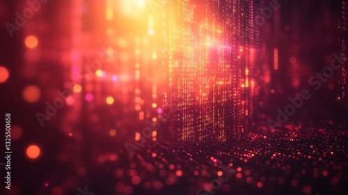 Wallpaper Mural A red background with a bunch of dots. Digital data stream background with glowing binary code and bokeh lights. Abstract digital technology wallpaper. Torontodigital.ca