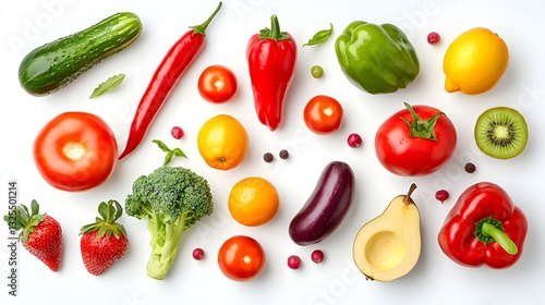 Wallpaper Mural Various vegetables and fruits isolated on white Torontodigital.ca