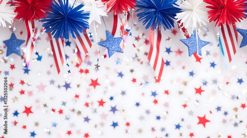 Obraz premium Celebrating Independence Day with Festive Decorations and Stars in Red White and Blue