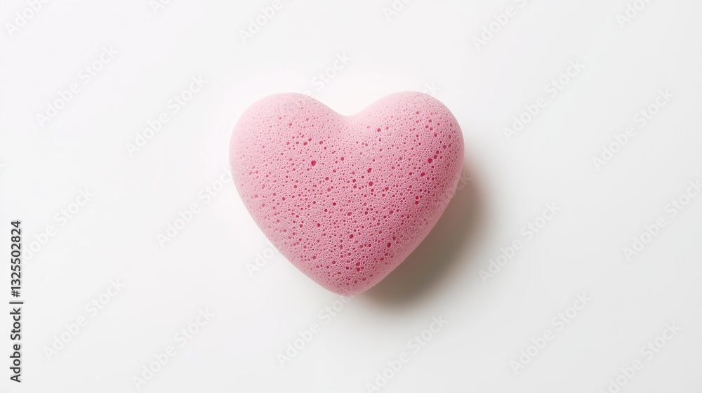 Beauty blender sponge in the shape of a heart isolated on white background