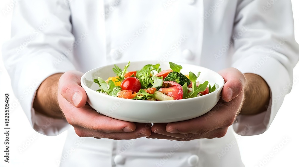 Chef presenting dish with pride in upscale