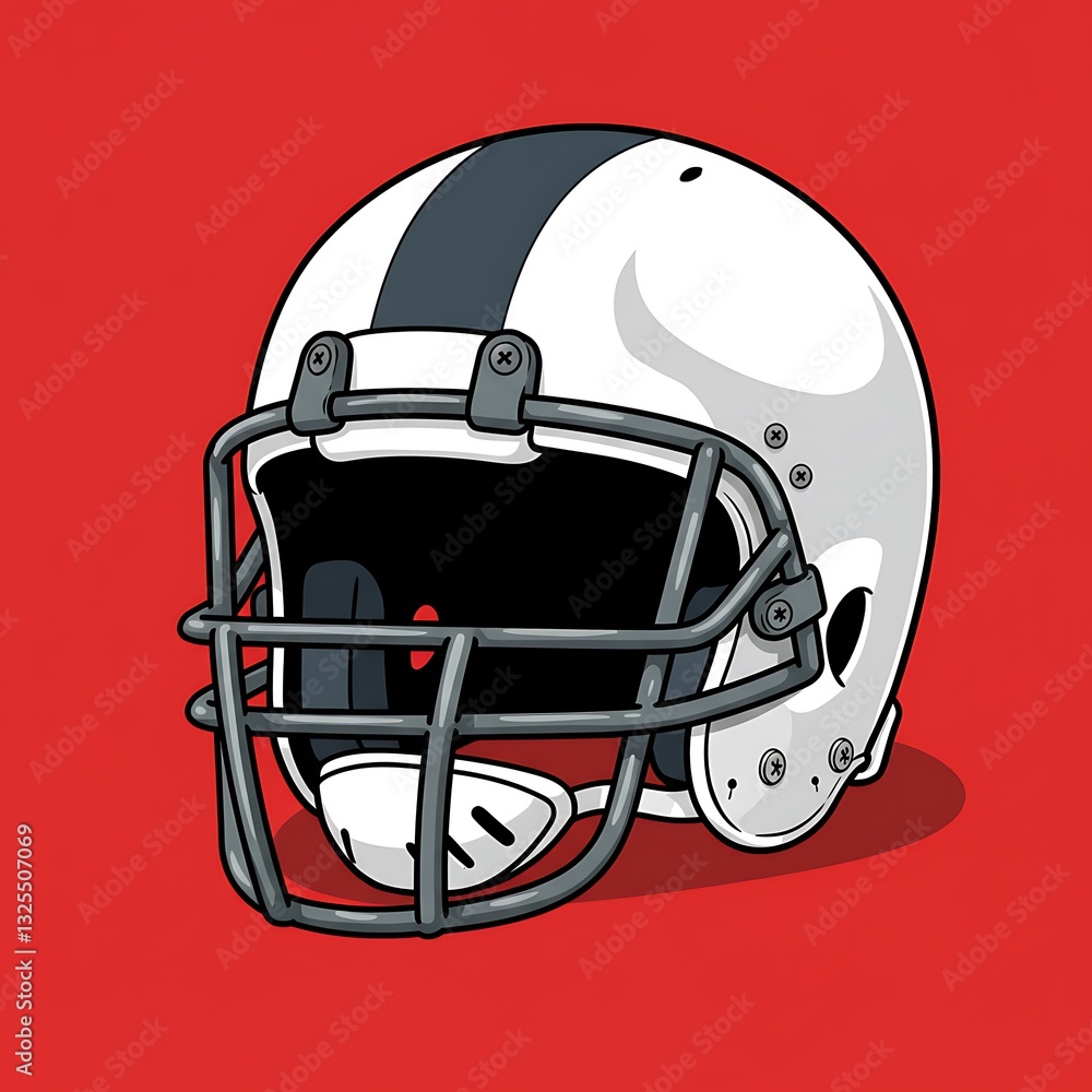 Fototapeta premium Cartoon Illustration of a Football Helmet with Grid and Striped Design