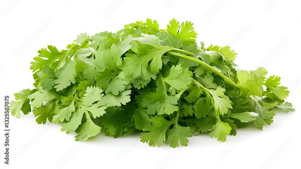 fresh coriander leaves over white background fresh coriander leaves over white background
