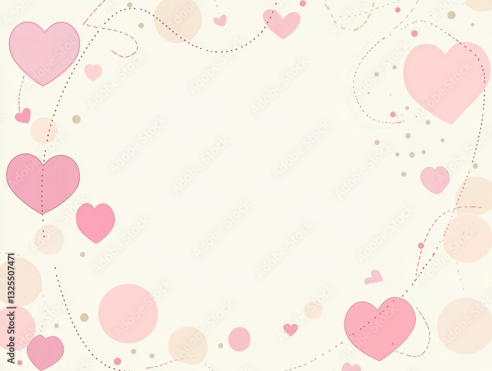 Pink Hearts Pastel Circles Romantic Background Design Pink Hearts Pastel Circles Romantic Background Design