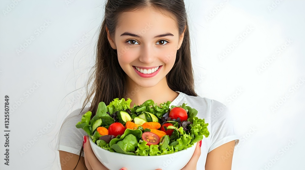 Health girl and portrait with wellness salad Health girl and portrait with wellness salad