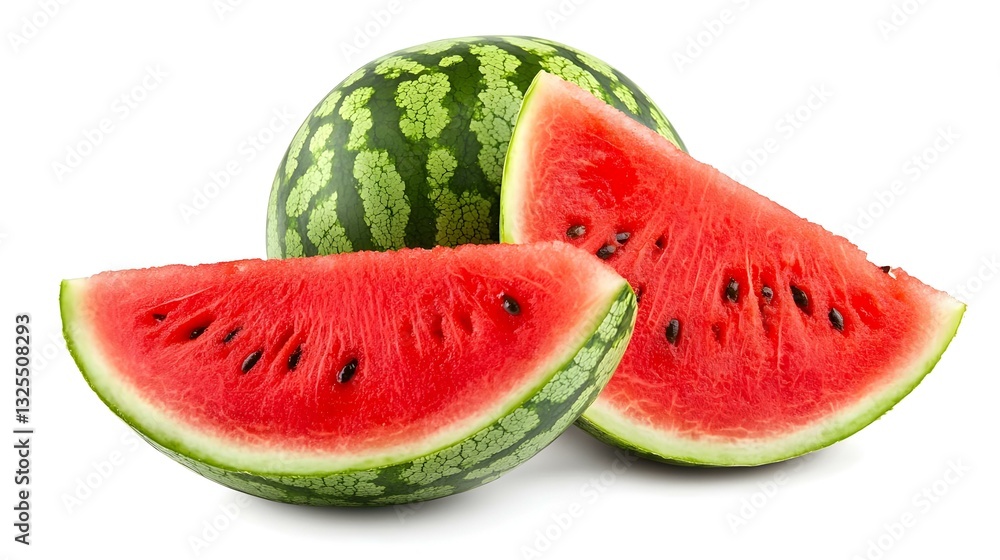 Juicy watermelon with sliced isolated on white Juicy watermelon with sliced isolated on white