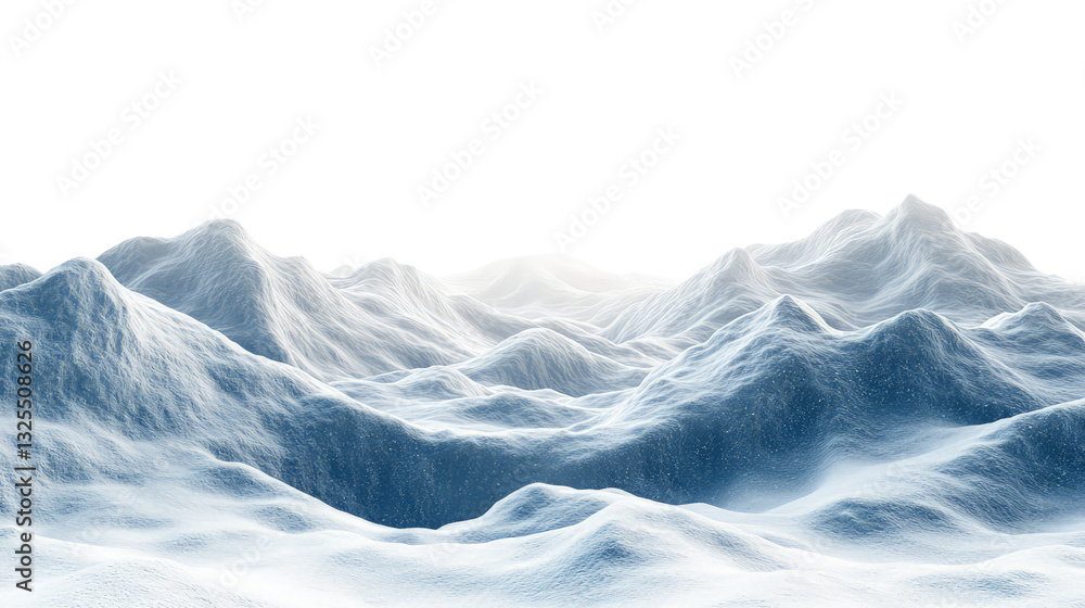 Winter landscape with snow-covered mountains on transparent background, cut out. Perfect for seasonal, environmental, and 3D visualization projects Winter landscape with snow-covered mountains on transparent background, cut out. Perfect for seasonal, environmental, and 3D visualization projects