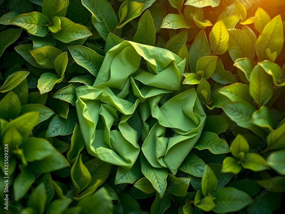 A creative eco-friendly concept featuring green leaves forming a recycling symbol, representing sustainability, nature, renewable energy, and environmental conservation A creative eco-friendly concept featuring green leaves forming a recycling symbol, representing sustainability, nature, renewable energy, and environmental conservation