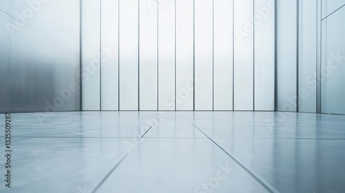 Vertical Gradient Background with Light Blue and Gray Color Scheme, Glass Texture on the Floor. A Modern Minimalist Atmosphere with a Technological and Business Visual Feel, High Resolution and Surrea