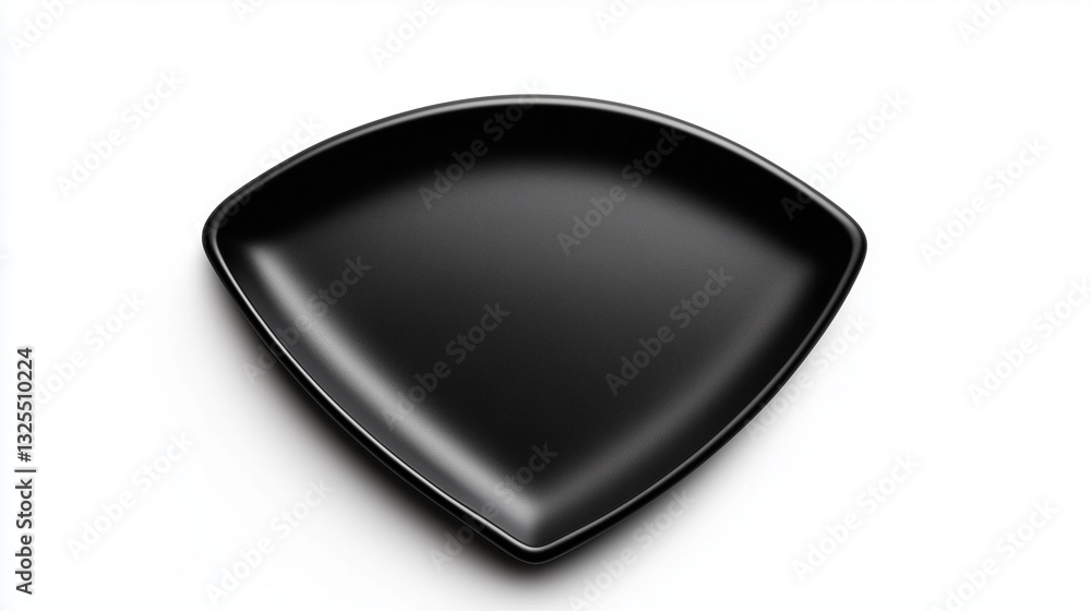 Stylish empty black triangular plate top view, on a white background, isolated Stylish empty black triangular plate top view, on a white background, isolated