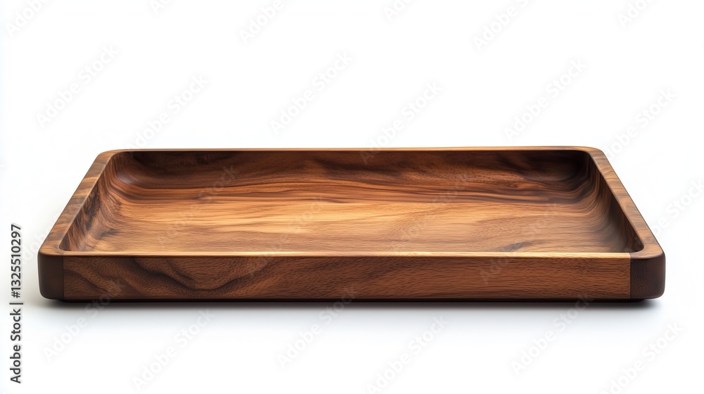 Rectangular wooden tray made of natural wood on a white background Rectangular wooden tray made of natural wood on a white background