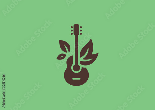 Guitar and Leaf Logo – A harmonious blend of a guitar and a leaf, symbolizing music, nature, and creativity.
