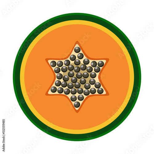 Papaya slice in flat technique vector illustration 