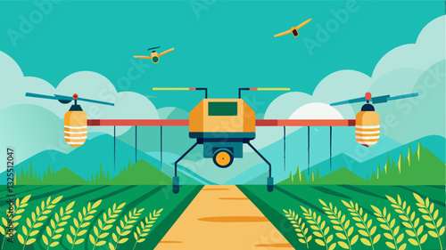 With advanced sensing capabilities automated crop dusters can detect and monitor pest infestations in realtime allowing for targeted and timely intervention.. Vector illustration