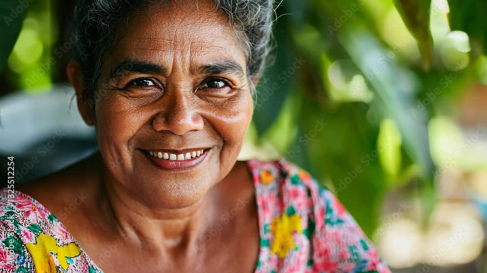 Joyful elderly woman smiling in lush greenery on a bright sunny day Joyful elderly woman smiling in lush greenery on a bright sunny day