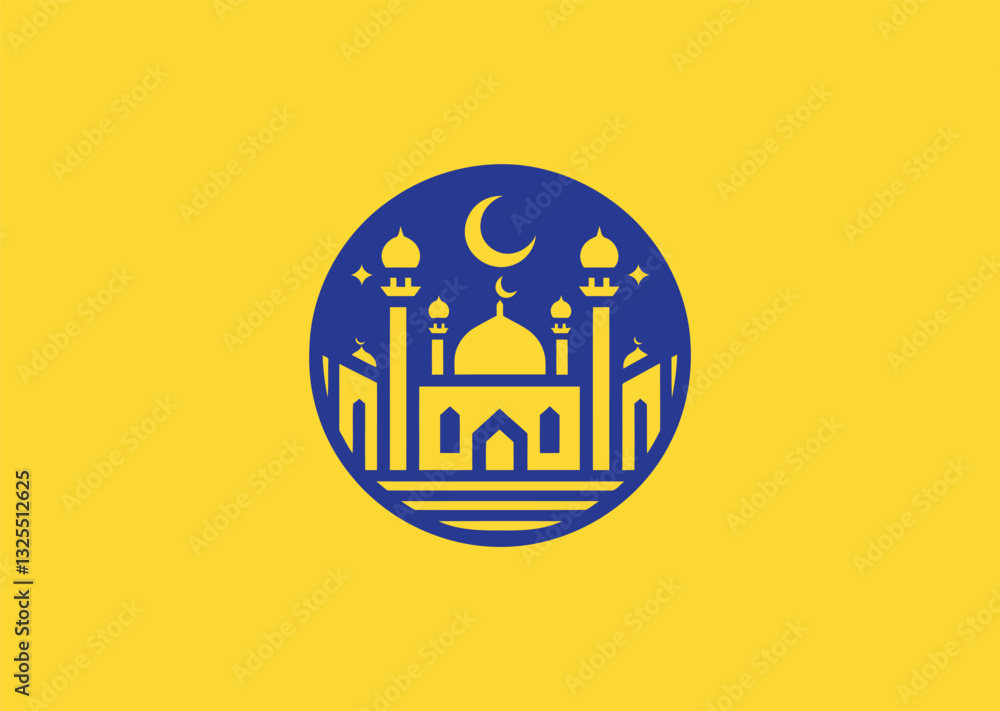 Obraz premium Mosque Logo – A stylized mosque design, representing faith, culture, and tradition.