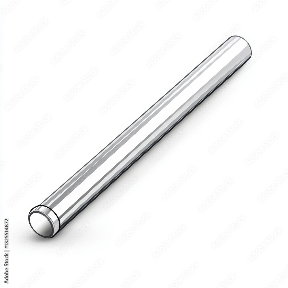 Silver Metal Cylinder Tube on White Background Silver Metal Cylinder Tube on White Background