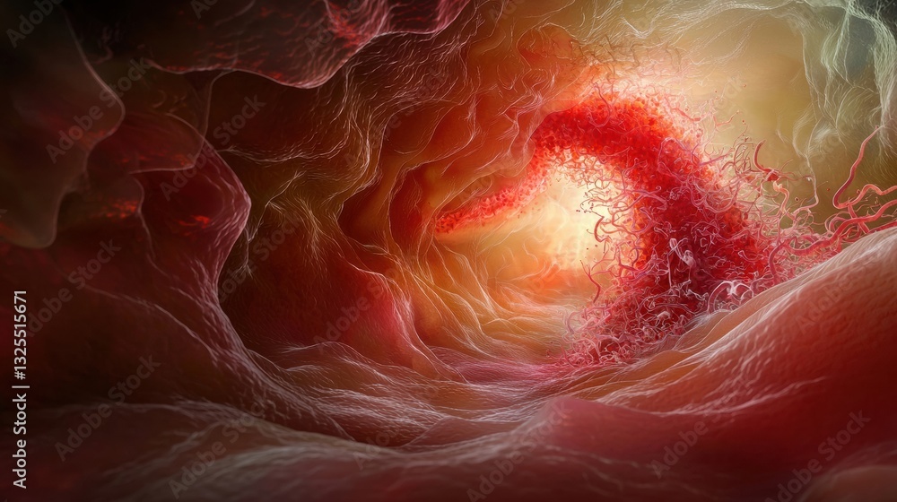 Naklejka premium Exploring the Beauty of Microscopic Worlds with Stunning Red and White Swirl Patterns Revealed