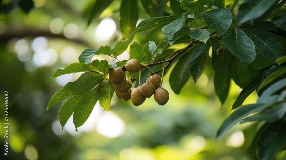 Fototapeta premium Nature's Bounty Fruit Clusters on a Tree Branch